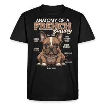 Anatomie Bouledogue Français Propriétaire Drôle - T-shirt Premium bio Homme - noir - Devant - Nico (187cm)
