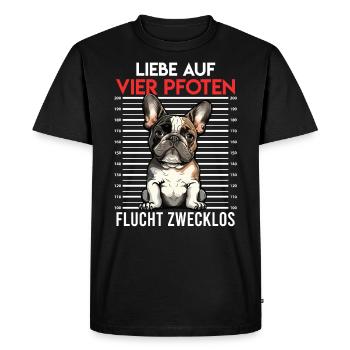 Frenchie Love on Four Paws Escape Futile - Men's Premium Organic T-Shirt - black - Front - Nico (187cm)