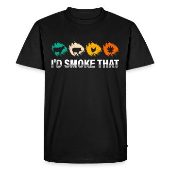 Amateur de grillades, je fumerais ce mangeur de viande - T-shirt Premium bio Homme - noir - Devant - Nico (187cm)