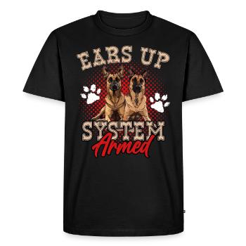 Chien de berger belge EARS UP SYSTEM ARMÉ Drôle - T-shirt Premium bio Homme - noir - Devant - Nico (187cm)