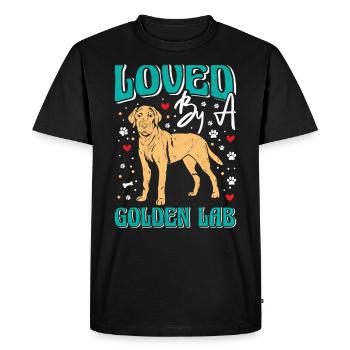 Golden Labrador LOVED BY A GOLDEN LAB Dog Mom - Men's Premium Organic T-Shirt - black - Front - Nico (187cm)