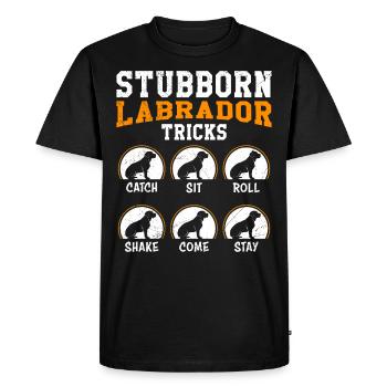 Propriétaire de Labrador ASTUCES DE LABRADOR TÊTU - T-shirt Premium bio Homme - noir - Devant - Nico (187cm)