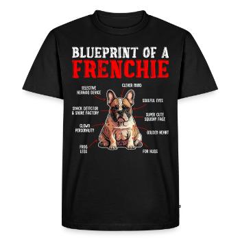 Bouledogue français Plan d’un Frenchie - T-shirt Premium bio Homme - noir - Devant - Nico (187cm)