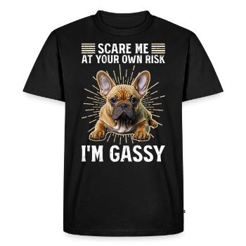 Frenchi Effrayez-moi à vos risques et périls Je suis gazeux - T-shirt Premium bio Homme - noir - Devant - Nico (187cm)
