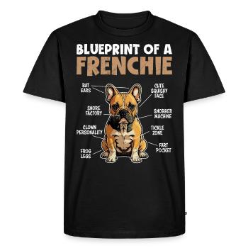 Bouledogue français Plan d’un Frenchie - T-shirt Premium bio Homme - noir - Devant - Nico (187cm)