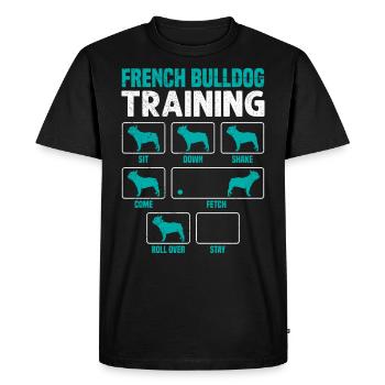 French Bulldog Training Frenchie Stubborn - Men's Premium Organic T-Shirt - black - Front - Nico (187cm)