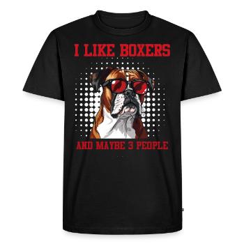 Boxeur allemand J'AIME LES BOXEURS ET PEUT-ÊTRE 3 PERSONNES - T-shirt Premium bio Homme - noir - Devant - Nico (187cm)