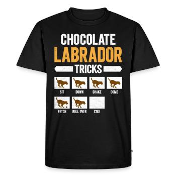 Labrador brun CHOCOLATE LABRADOR TRICKS Drôle - T-shirt Premium bio Homme - noir - Devant - Nico (187cm)