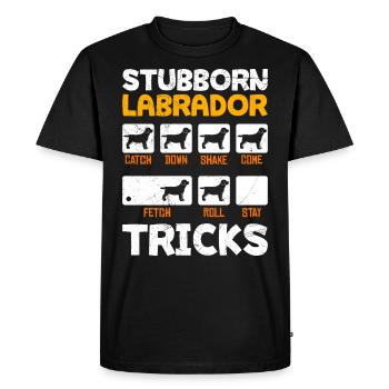 Propriétaire de Labrador ASTUCES DE LABRADOR TÊTU - T-shirt Premium bio Homme - noir - Devant - Nico (187cm)