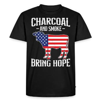Barbecue USA Le charbon de bois et la fumée apportent de l’espoir - T-shirt Premium bio Homme - noir - Devant - Nico (187cm)