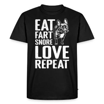 drôle bouledogue français manger pet ronflement amour - T-shirt Premium bio Homme - noir - Devant - Nico (187cm)