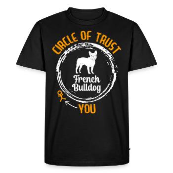 French Bulldog CIRCLE OF TRUST Sture - Men's Premium Organic T-Shirt - black - Front - Nico (187cm)