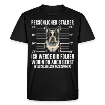 Le bouledogue français vous suivra en vous amusant - T-shirt Premium bio Homme - noir - Devant - Nico (187cm)