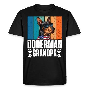 DOBERMAN GRANDPA Propriétaire de chien Vintage Vieux - T-shirt Premium bio Homme - noir - Devant - Nico (187cm)