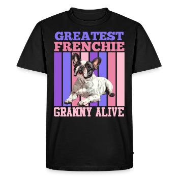 Bouledogue français Plus grande grand-mère Frenchie - T-shirt Premium bio Homme - noir - Devant - Nico (187cm)