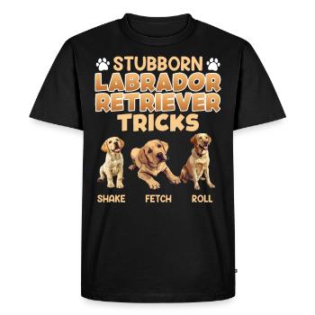 Labrador Fan STUBBORN LABRADOR TRICKS Labrador - T-shirt Premium bio Homme - noir - Devant - Nico (187cm)