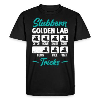 Labrador Stur STUBBORN GOLDEN LAB TRICKS Labrador - Men's Premium Organic T-Shirt - black - Front - Nico (187cm)