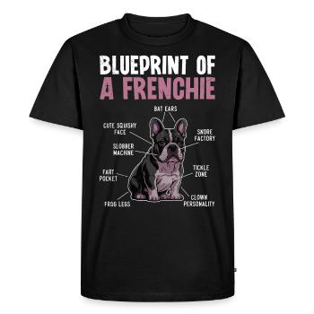 Bouledogue français Plan d’un Frenchie - T-shirt Premium bio Homme - noir - Devant - Nico (187cm)