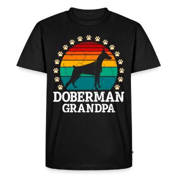 DOBERMAN GRANDPA Propriétaire de chien Dobie Doberman - T-shirt Premium bio Homme - noir - Devant - Nico (187cm)