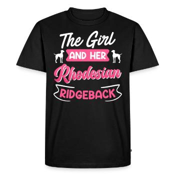 Rhodesian Ridgeback THE GIRL AND HER RHODESIAN - Men's Premium Organic T-Shirt - black - Front - Nico (187cm)