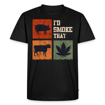 Grillades d’amateurs de viande Je fumerais ce barbecue - T-shirt Premium bio Homme - noir - Devant - Nico (187cm)