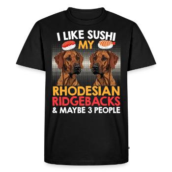 Ridgeback Dog LIKE SUSHI MY RHODESIAN RIDGEBACK - T-shirt Premium bio Homme - noir - Devant - Nico (187cm)