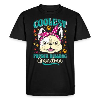 Französische Bulldogge BOULEDOGUE FRANÇAIS LE PLUS COOL - T-shirt Premium bio Homme - noir - Devant - Nico (187cm)