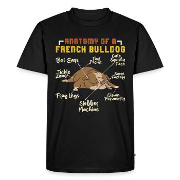 Bouledogue français drôle ANATOMIE D’UN FRANÇAIS - T-shirt Premium bio Homme - noir - Devant - Nico (187cm)