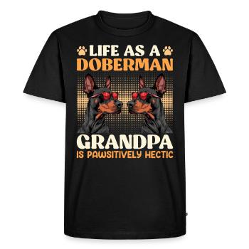 Doberman Owner LIFE AS A DOBERMAN GRANDPA - Men's Premium Organic T-Shirt - black - Front - Nico (187cm)
