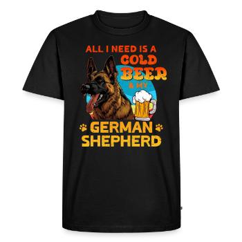 Berger allemand TOUT DONT J'AI BESOIN C'EST DE LA BIÈRE FROIDE ET - T-shirt Premium bio Homme - noir - Devant - Nico (187cm)