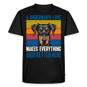Doberman Owner Vintage A Dobermans Love - Men's Premium Organic T-Shirt - black - Front - Nico (187cm)