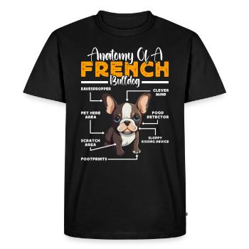 Französische Bulldogge ANATOMIE D’UN BOULEDOGUE FRANÇAIS - T-shirt Premium bio Homme - noir - Devant - Nico (187cm)