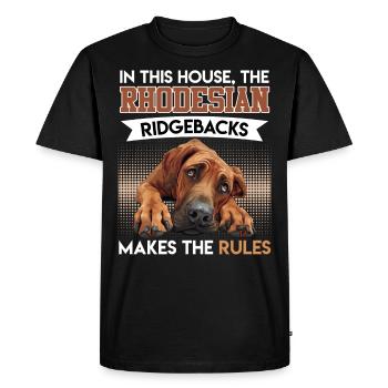 Ridgeback Owners HERE THE RIDGEBACK MAKES RULES - Men's Premium Organic T-Shirt - black - Front - Nico (187cm)