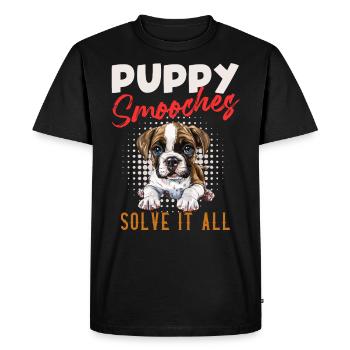 German Boxer PUPPY SMOOCHES SAVE IT ALL - Men's Premium Organic T-Shirt - black - Front - Nico (187cm)
