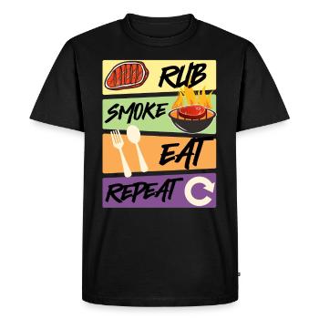 Grillmeister RUB SMOKE EAT REPEAT Mangeur de viande - T-shirt Premium bio Homme - noir - Devant - Nico (187cm)