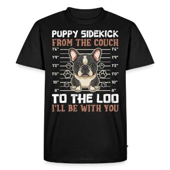 Frenchi Puppy Sidekick du canapé drôle - T-shirt Premium bio Homme - noir - Devant - Nico (187cm)