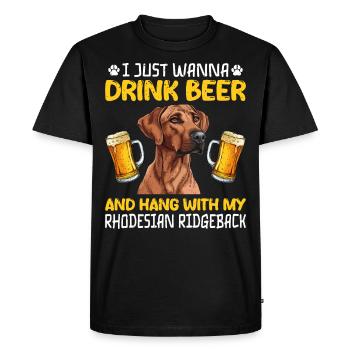 Ridgeback JUSTE VOULOIR BOIRE DE LA BIÈRE Rhodésian - T-shirt Premium bio Homme - noir - Devant - Nico (187cm)