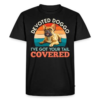 Bouledogue français DOGGO DÉVOUÉ Drôle - T-shirt Premium bio Homme - noir - Devant - Nico (187cm)