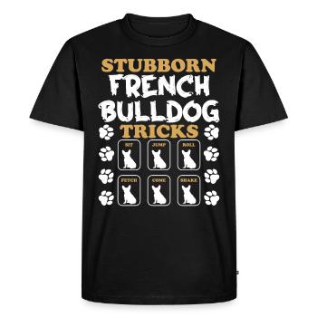 Funny Frenchie STUBBORN FRENCH BULLDOG TRICKS - Men's Premium Organic T-Shirt - black - Front - Nico (187cm)