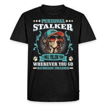 Labrador Propriétaire PERSONAL STALKER Funny - T-shirt Premium bio Homme - noir - Devant - Nico (187cm)