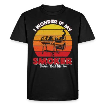 BARBECUE I WONDER IF MY SMOKER THINKS ABOUT ME - Men's Premium Organic T-Shirt - black - Front - Nico (187cm)