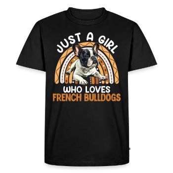 Bouledogue français : juste une fille qui aime le français - T-shirt Premium bio Homme - noir - Devant - Nico (187cm)