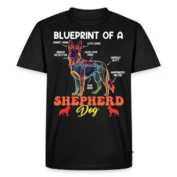 German Shepherd BLUEPRINT OF A GERMAN SHEPHERD Funny - Men's Premium Organic T-Shirt - black - Front - Nico (187cm)