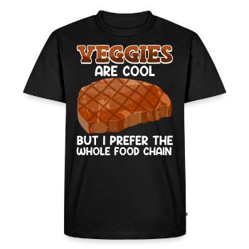 LES LÉGUMES SONT COOL MAIS JE PRÉFÈRE TOUTE LA CHAÎNE ALIMENTAIRE - T-shirt Premium bio Homme - noir - Devant - Nico (187cm)