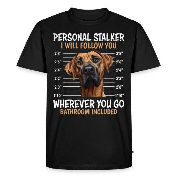 Rhodesian Ridgeback PERSONAL STALKER Funny - Men's Premium Organic T-Shirt - black - Front - Nico (187cm)