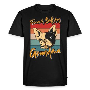 Französische Bulldogge BOULEDOGUE FRANÇAIS GRAND-PÈRE - T-shirt Premium bio Homme - noir - Devant - Nico (187cm)