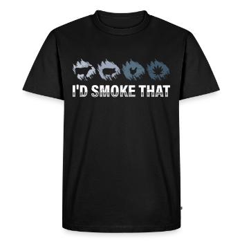 Amateur de barbecue, je fumerais ce mangeur de viande - T-shirt Premium bio Homme - noir - Devant - Nico (187cm)