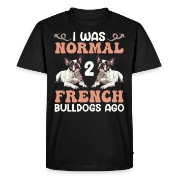 Frenchie Avant les deux Frenchies, j’étais normal - T-shirt Premium bio Homme - noir - Devant - Nico (187cm)