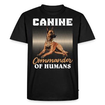 Malinois CANINE COMMANDER OF HUMANS Funny - Men's Premium Organic T-Shirt - black - Front - Nico (187cm)