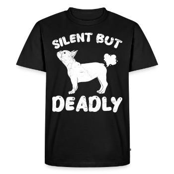 Bouledogue français SILENCIEUX MAIS MORTEL Drôle - T-shirt Premium bio Homme - noir - Devant - Nico (187cm)